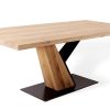 Besonderer Designertisch aus Massivholz Eiche und Metall in besonderem Design