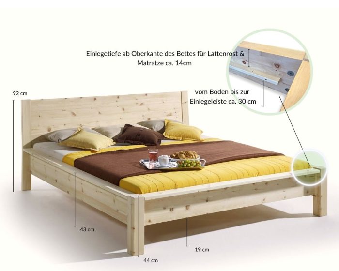 Bett Balance aus wohltuendem Zirbenholz massiv