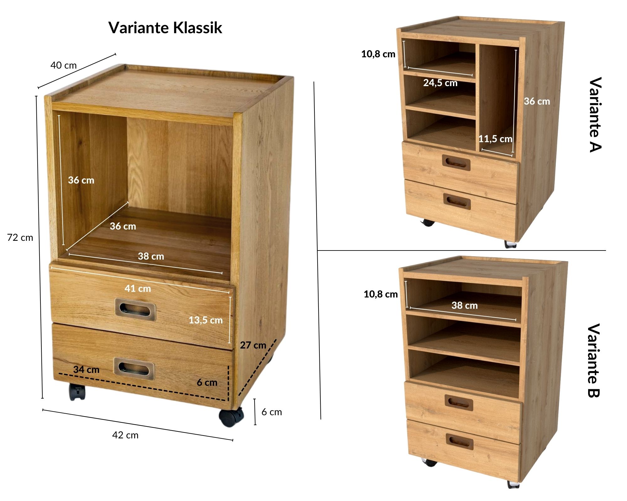 Rollcontainer aus Massivholz für Ihr Home Office - Naturnah Möbel