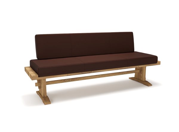 klassische Sitzbank aus leder und massivholz nach maß