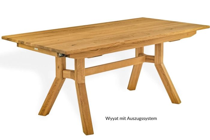 massivholztisch mit auszusgsplatte wildeiche handgearbeitet