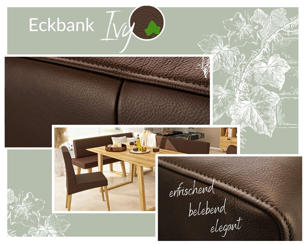 Moodboard Eckbank Ivy dunkelbraun Massivholz