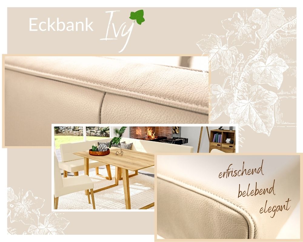 Moodboard Eckbank Esszimmerbank beige Massivholz