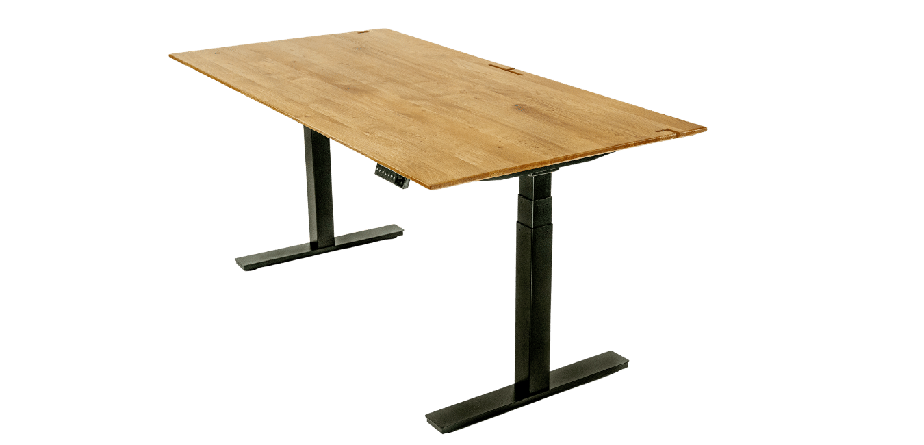 Höhenverstellbarer Schreibtisch aus Massivholz