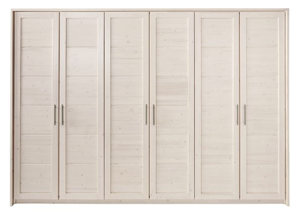Weißer Kleiderschrank aus Massivholz mit sechs Türen